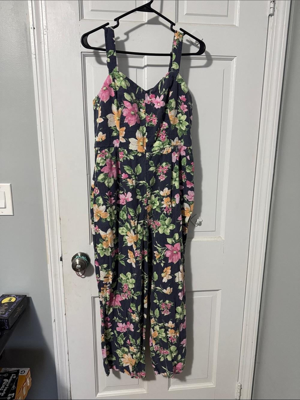 Old Navy Floral Wide-Leg Jumpsuit in Navy with Pink & Yellow Blooms